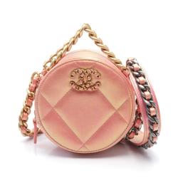 CHANEL Chanel 19 Matelasse Shoulder Bag, Lambskin, Women's, Pink, AP0945