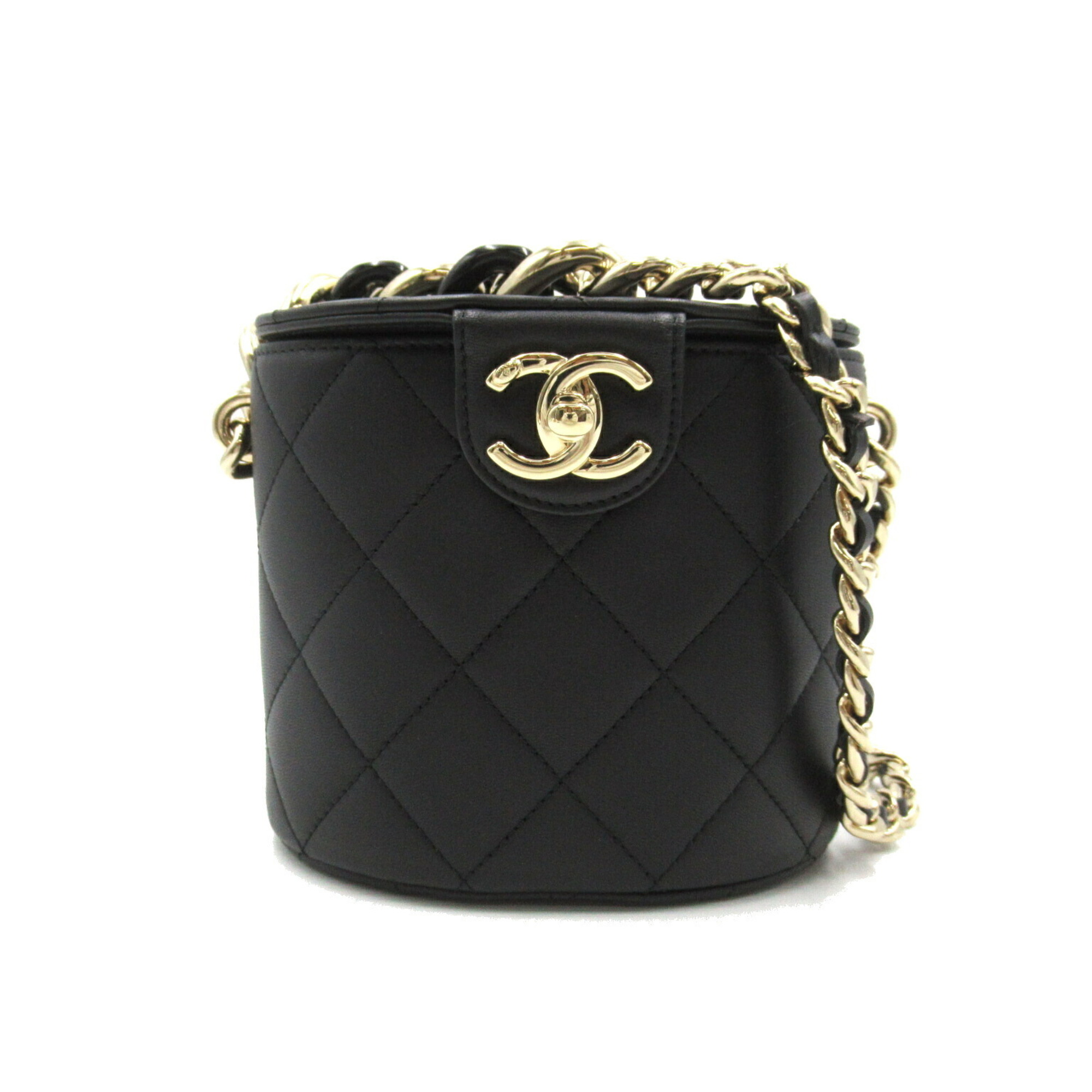 CHANEL Vanity Chain Shoulder Bag, Lambskin, Women's, Black