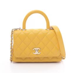 CHANEL Coco Handle XXS Handbag Bag Caviar Skin (Grained Calf) Women's Yellow AS2215