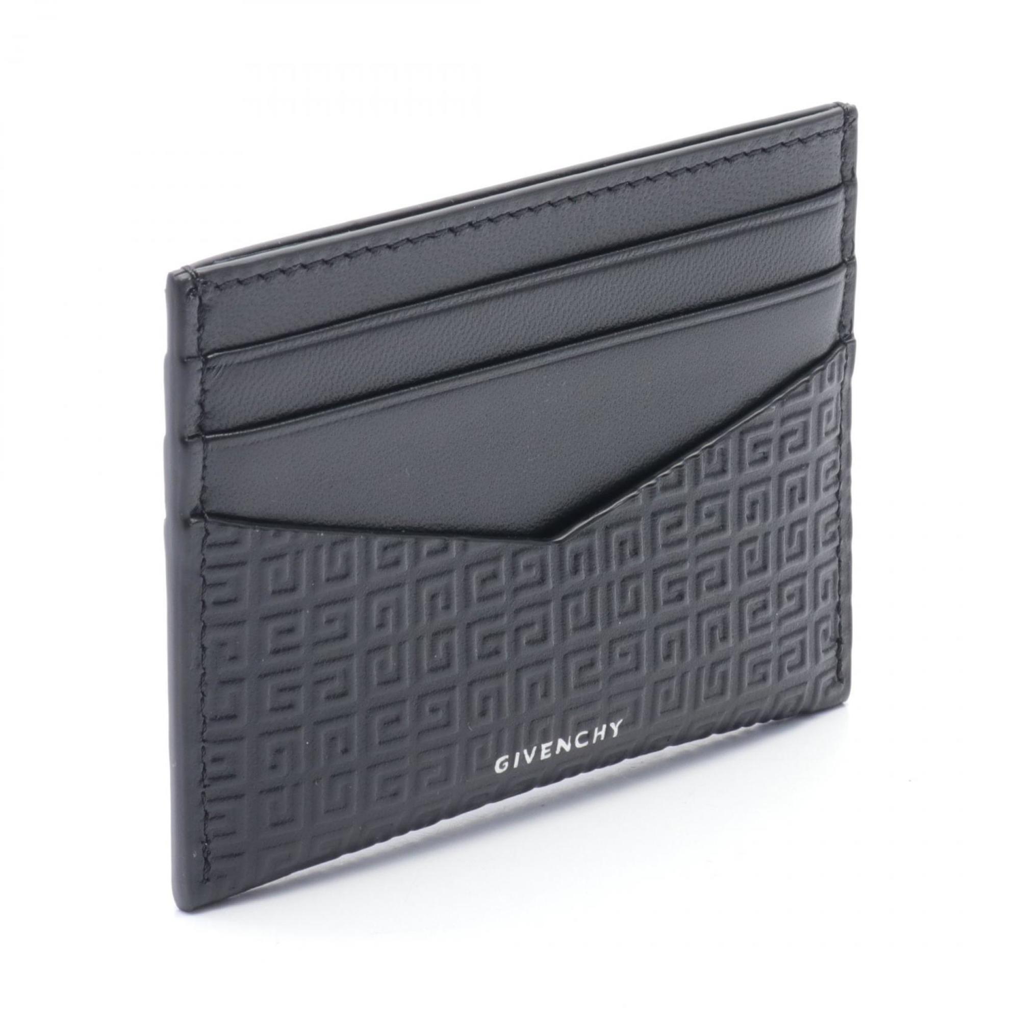 Givenchy Micro 4G Business Card Holder/Card Case Leather Men's Black White BK6099K1LQ001