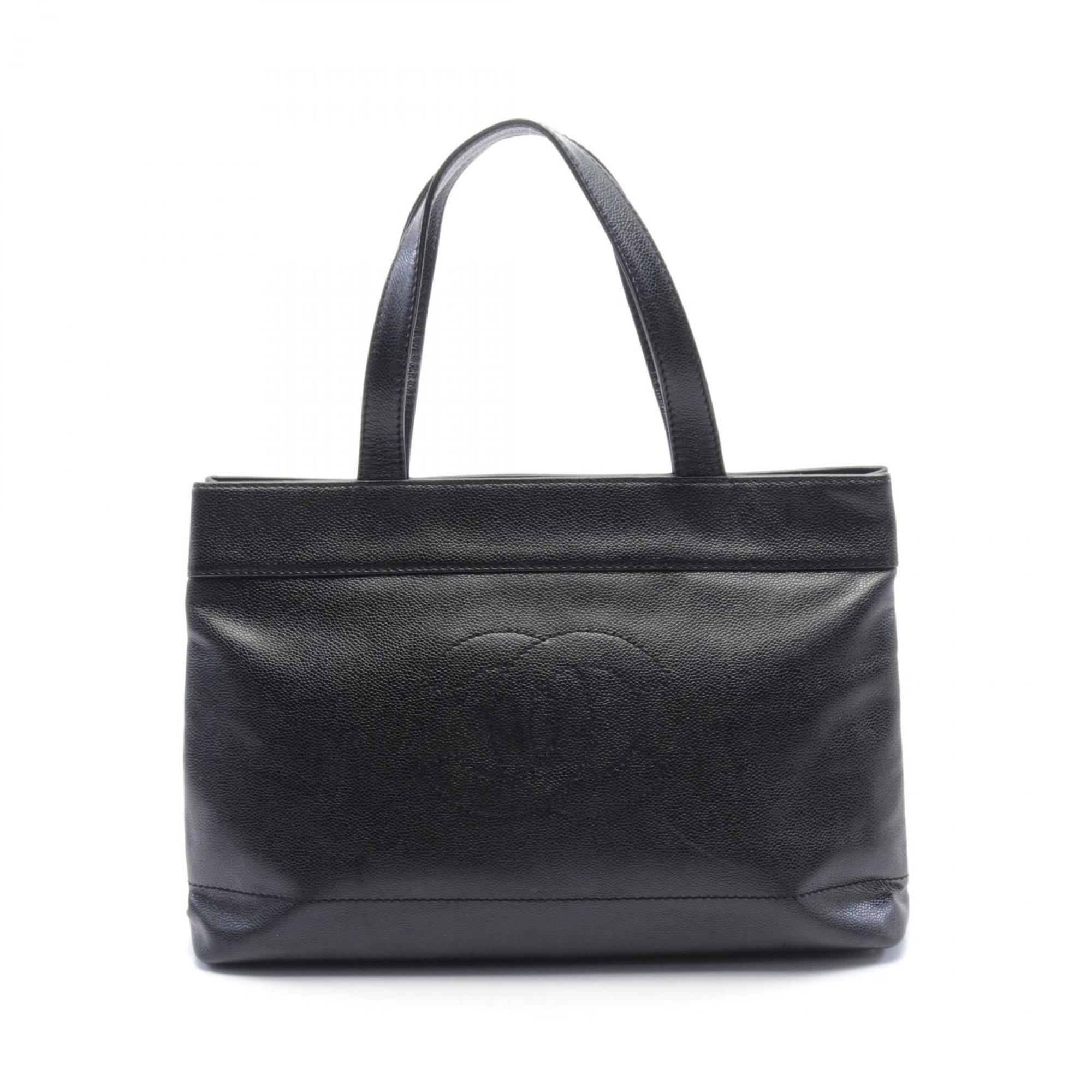 CHANEL Coco Mark Tote Bag, Caviar Skin, Women's, Black