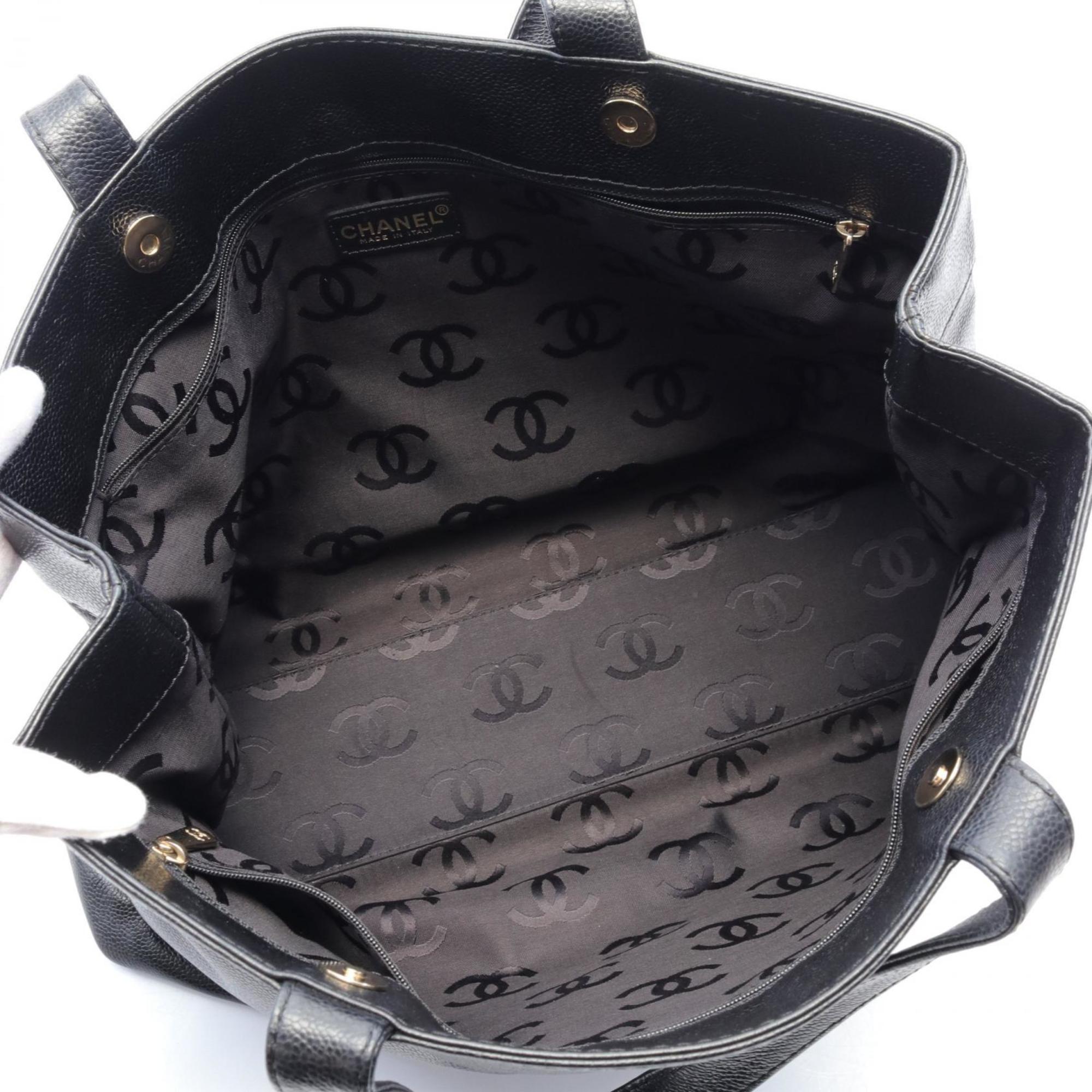 CHANEL Coco Mark Tote Bag, Caviar Skin, Women's, Black