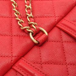 CHANEL CC Filigree Matelasse Rucksack Backpack Bag Caviar Skin Women's Red A57090