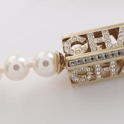 CHANEL Choker GP (Gold Plated) Artificial Pearl Rhinestone Women's White Gold Clear