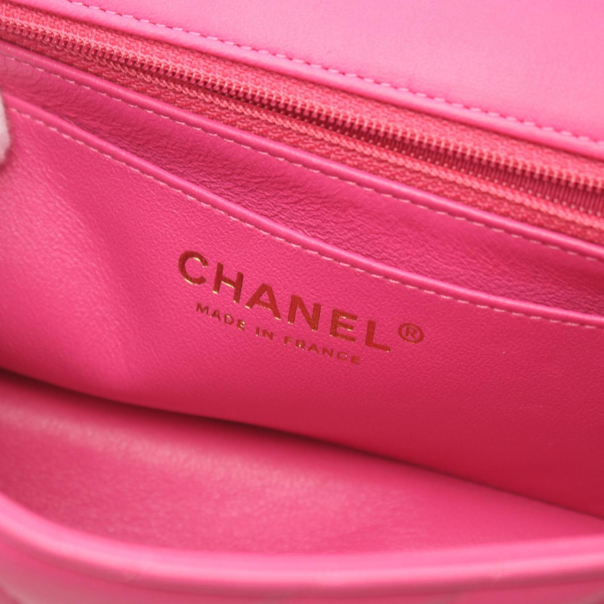 CHANEL V-stitch shoulder bag, lambskin, women's, pink