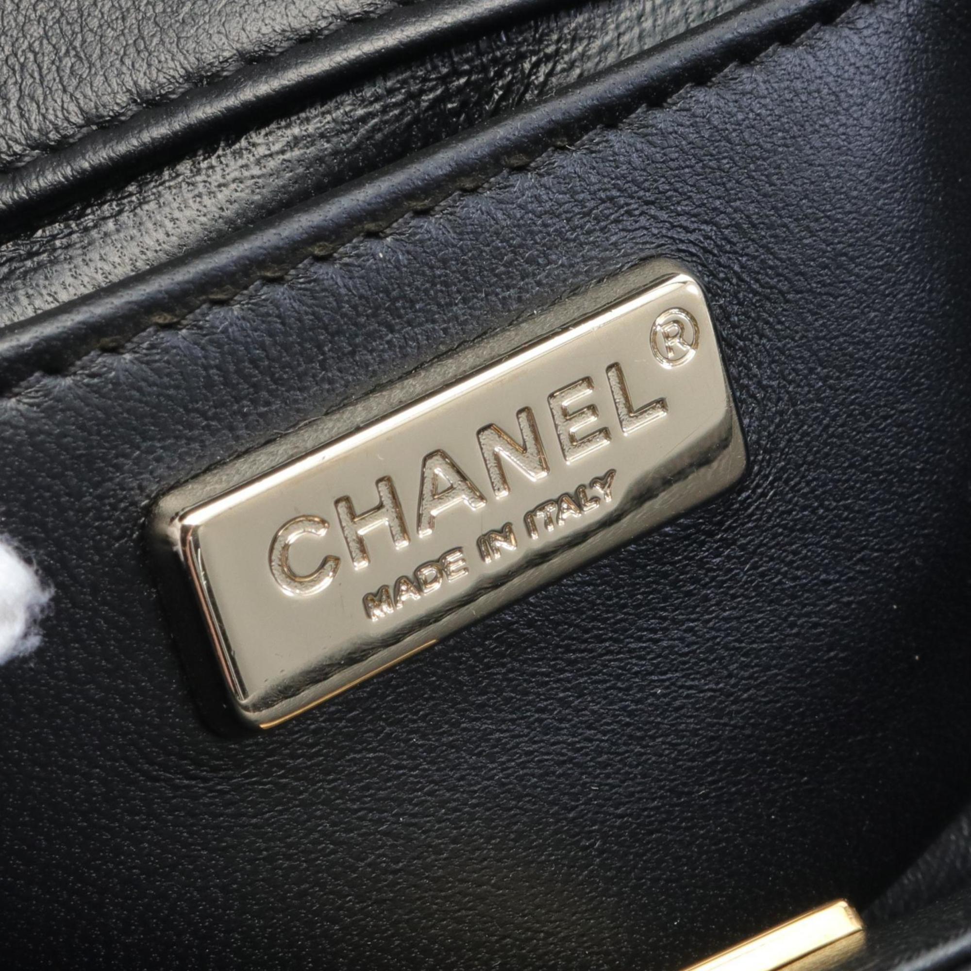 CHANEL Boy Chanel Matelasse Shoulder Bag Leather Women's Black Gold