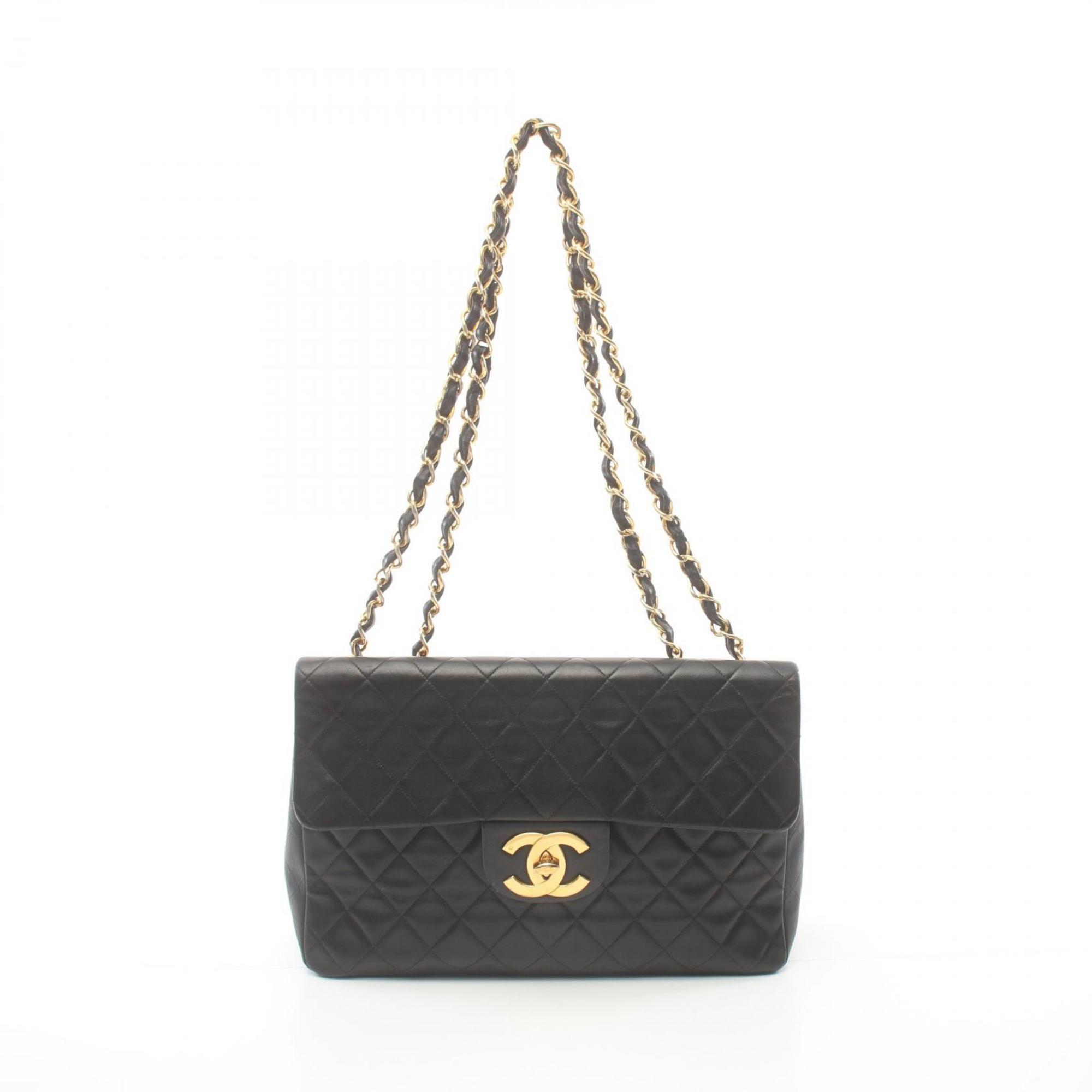 CHANEL Deca Matelasse 34 Shoulder Bag, Lambskin, Women's, Black, A01094