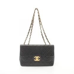 CHANEL Deca Matelasse 34 Shoulder Bag, Lambskin, Women's, Black, A01094