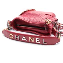 CHANEL Gabrielle de Chanel Small Hobo Shoulder Bag Leather Women's Red AS0865