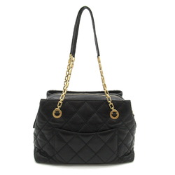 CHANEL Chain Tote Bag Leather Women's Black