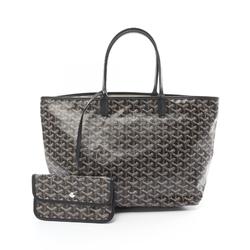 GOYARD Saint Louis PM Tote Bag, Coated Canvas, Leather, Women's, Black, Brown, White