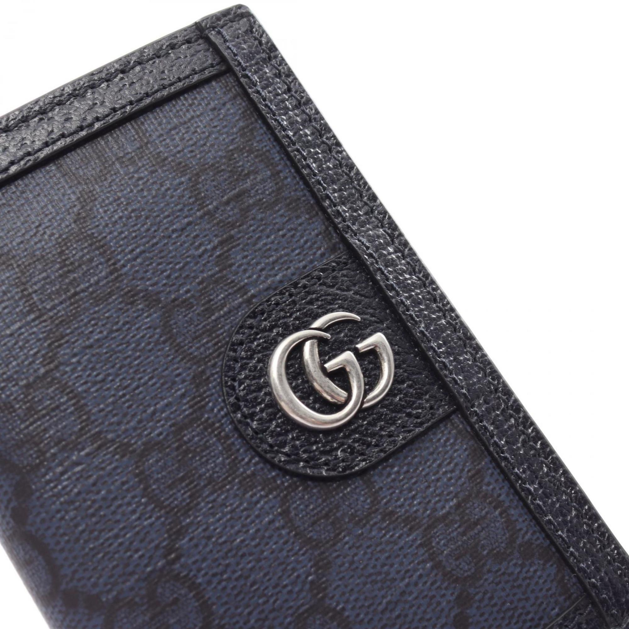 GUCCI Ophidia GG Supreme Business Card Holder/Card Case Coated Canvas Leather Men's Navy Blue 734943UULBN4055