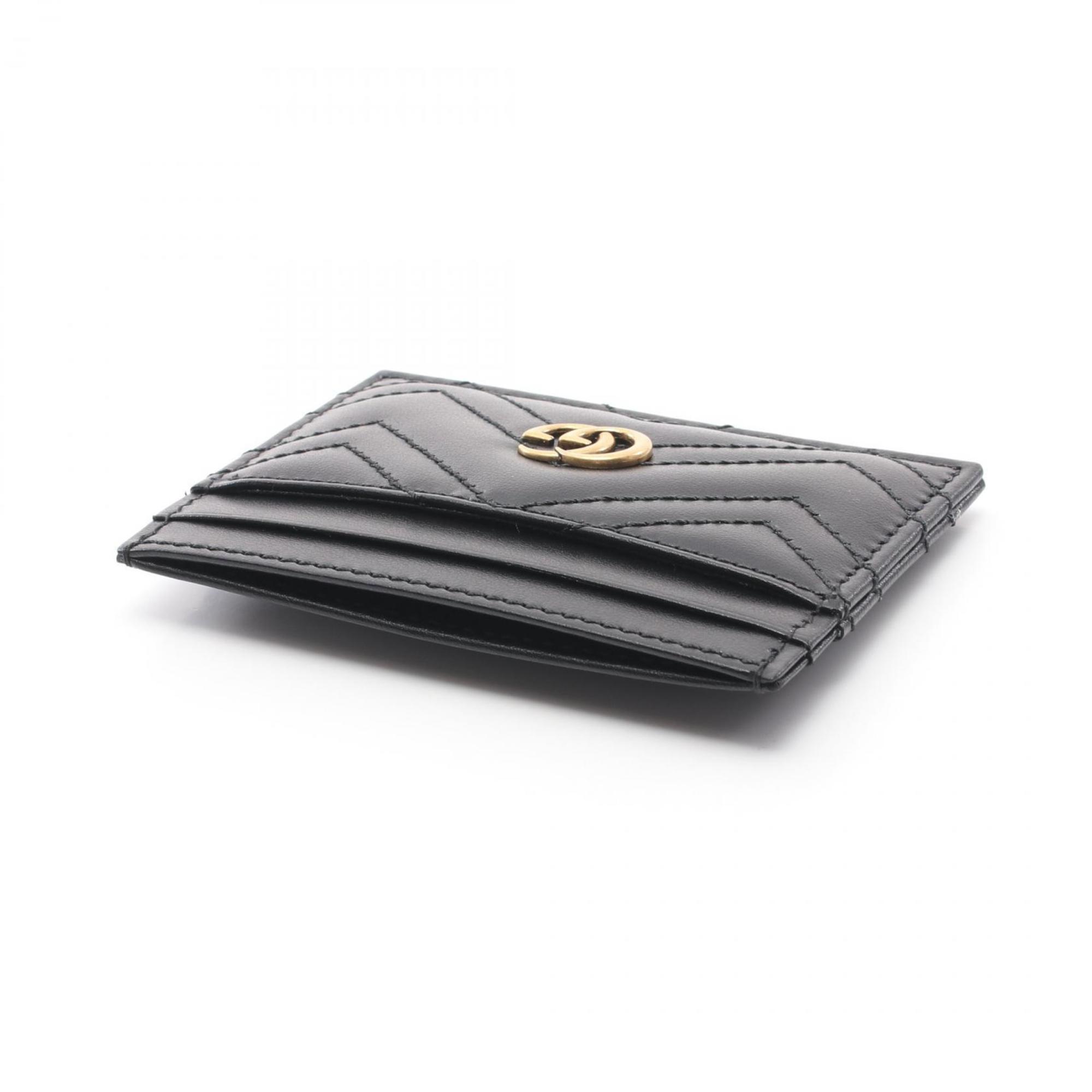 GUCCI GG Marmont Business Card Holder/Card Case Leather Women's Black 443127DTD1T1000