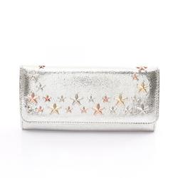 JIMMY CHOO NINO Bi-fold Long Wallet Leather Women's Silver