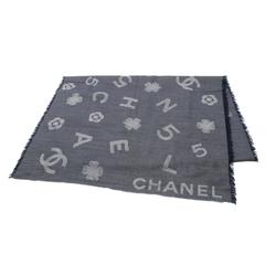 CHANEL Icon Scarf Clothing Cashmere Cotton Women's Blue Grey