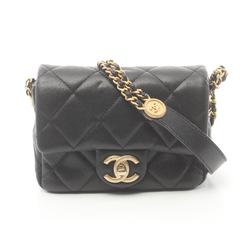 CHANEL Matelasse Flap Shoulder Bag, Caviar Skin, Women's, Black, AS3368