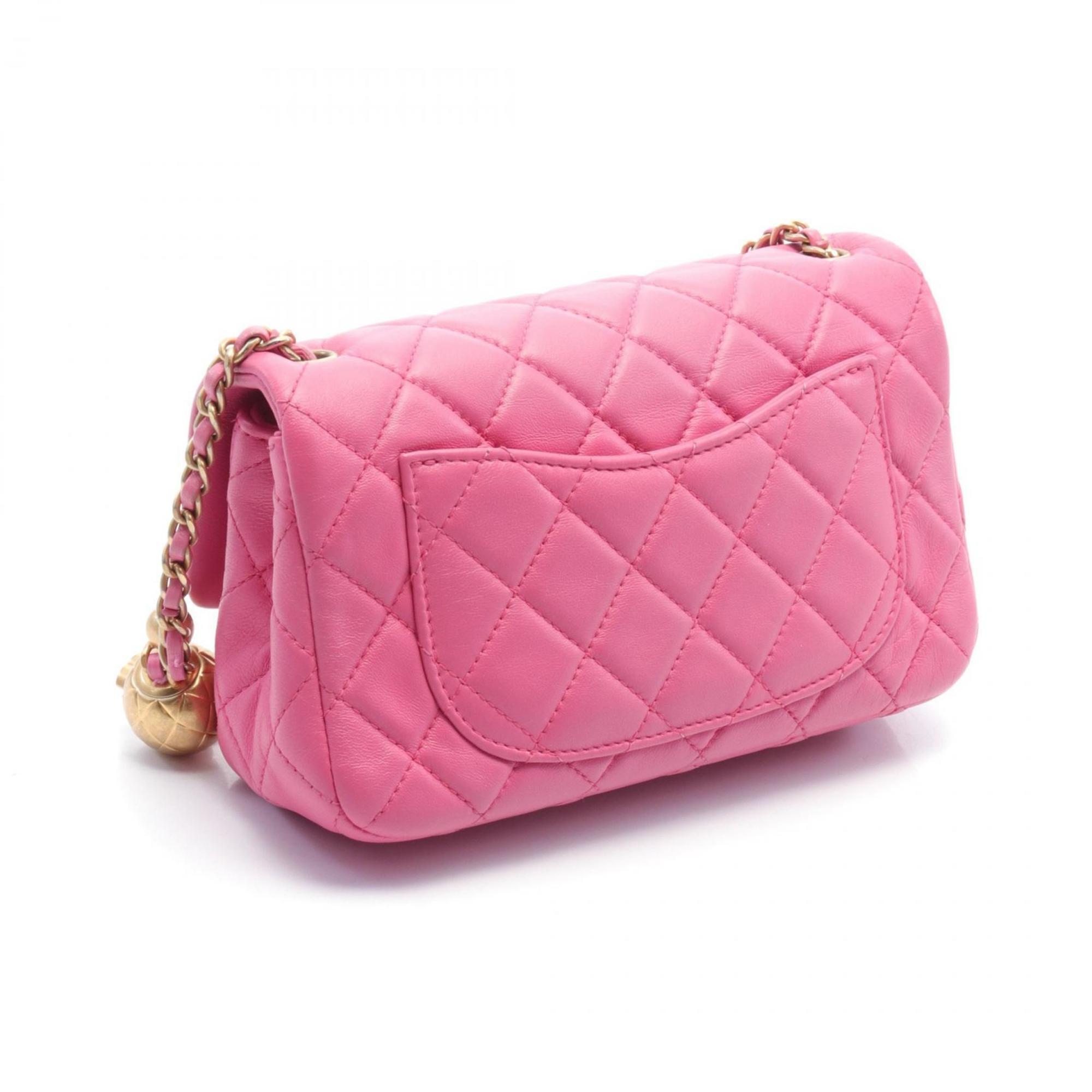 CHANEL Matelasse Flap Bag Shoulder Leather Women's Pink AS1787