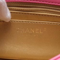 CHANEL Matelasse Flap Bag Shoulder Leather Women's Pink AS1787