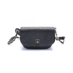 CHANEL Matelasse Waist Bag Body Leather Women's Black