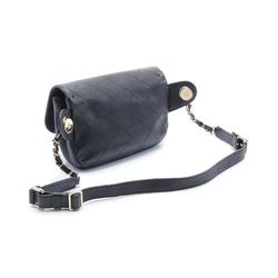 CHANEL Matelasse Waist Bag Body Leather Women's Black