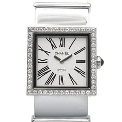 CHANEL Mademoiselle Diamond Bezel Watch Stainless Steel Ladies White H0830