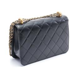 CHANEL Matelasse Shoulder Bag Leather Women's Black AS2615