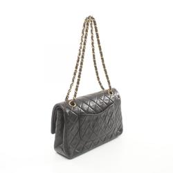 CHANEL Matelasse Double Flap Shoulder Bag, Lambskin, Women's, Black