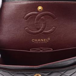 CHANEL Matelasse Double Flap Shoulder Bag, Lambskin, Women's, Black, A01113