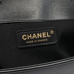 CHANEL Boy Chanel Matelasse Shoulder Bag, Caviar Skin, Women's, Black, A67086