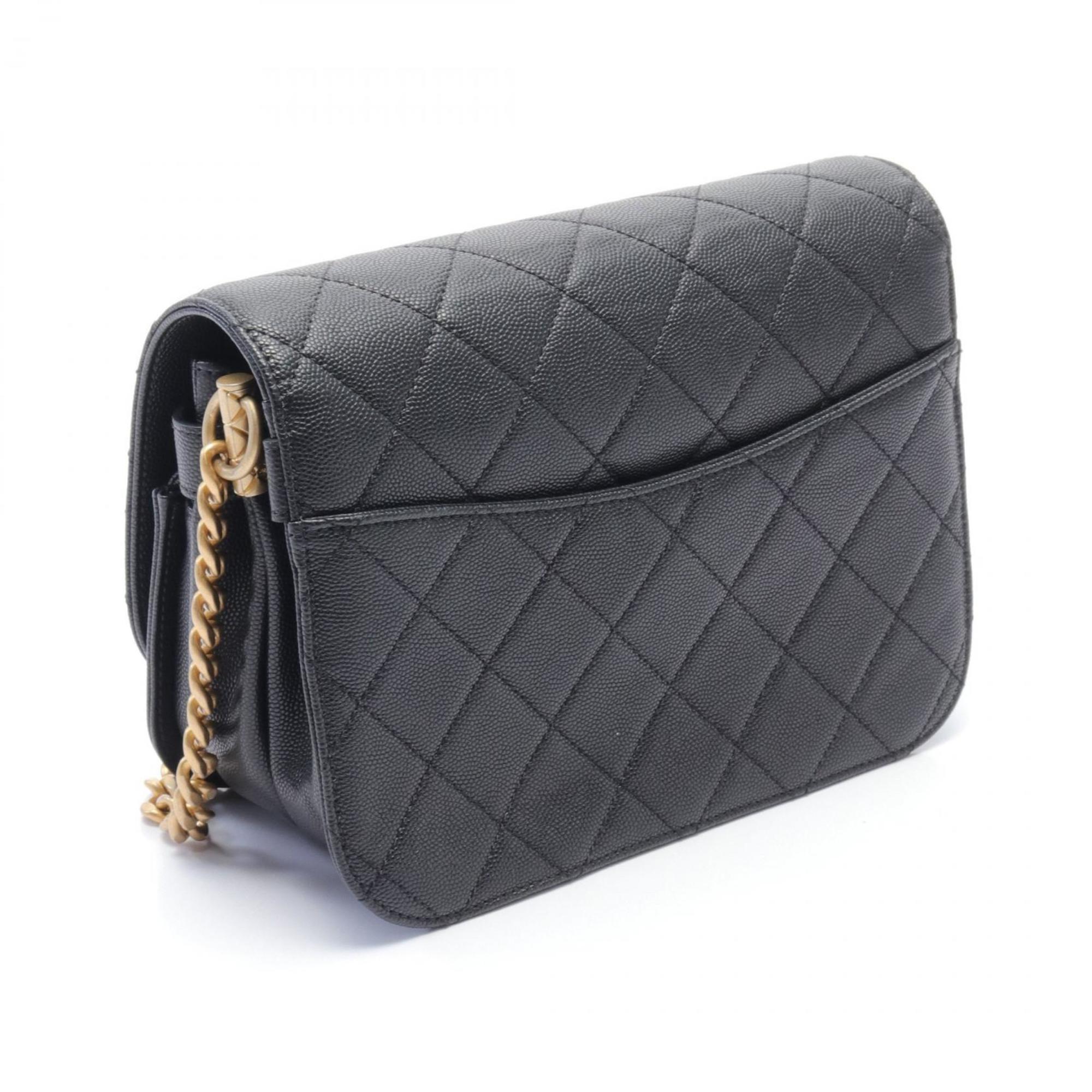 CHANEL Matelasse Shoulder Bag, Caviar Skin, Women's, Black