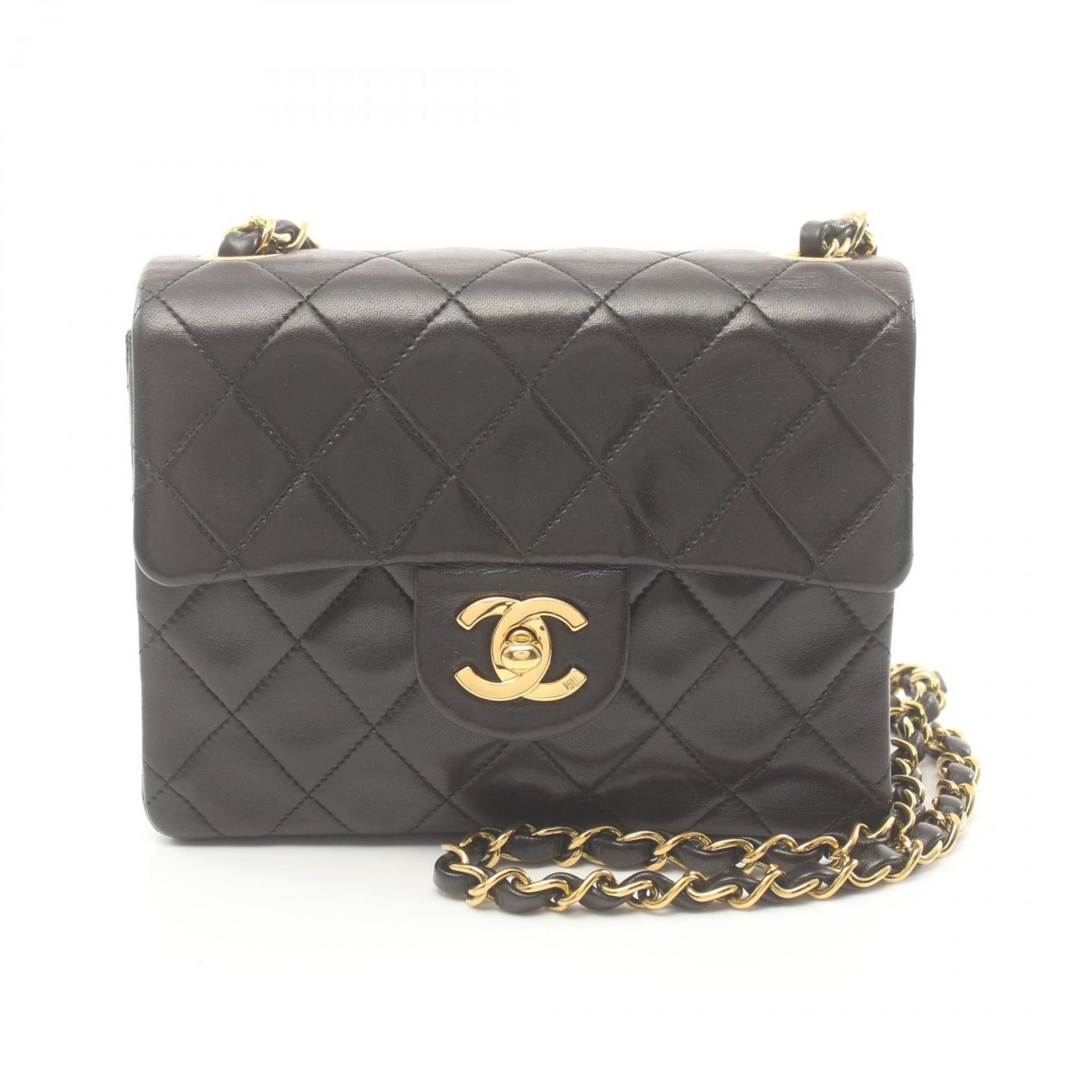 CHANEL Matelasse Shoulder Bag, Lambskin, Women's, Black