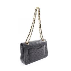 CHANEL Matelasse Double Flap Shoulder Bag, Lambskin, Women's, Black, A01113