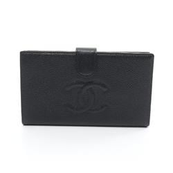 CHANEL Coco Mark Bi-fold Long Wallet Caviar Skin Women's Black A13498