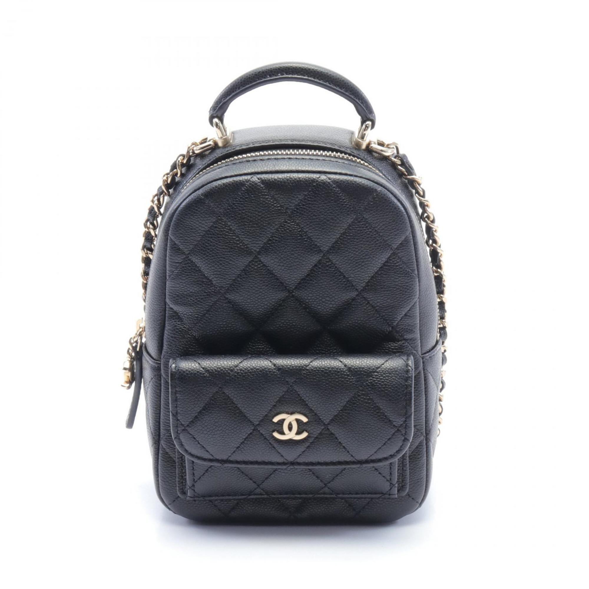 CHANEL Backpack Bag Caviar Skin Women's Black AP3753