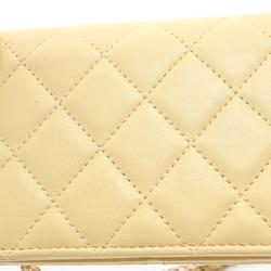 CHANEL Matelasse Shoulder Bag, Lambskin, Women's, Yellow