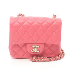 CHANEL Matelasse Shoulder Bag, Lambskin, Women's, Pink, A35200