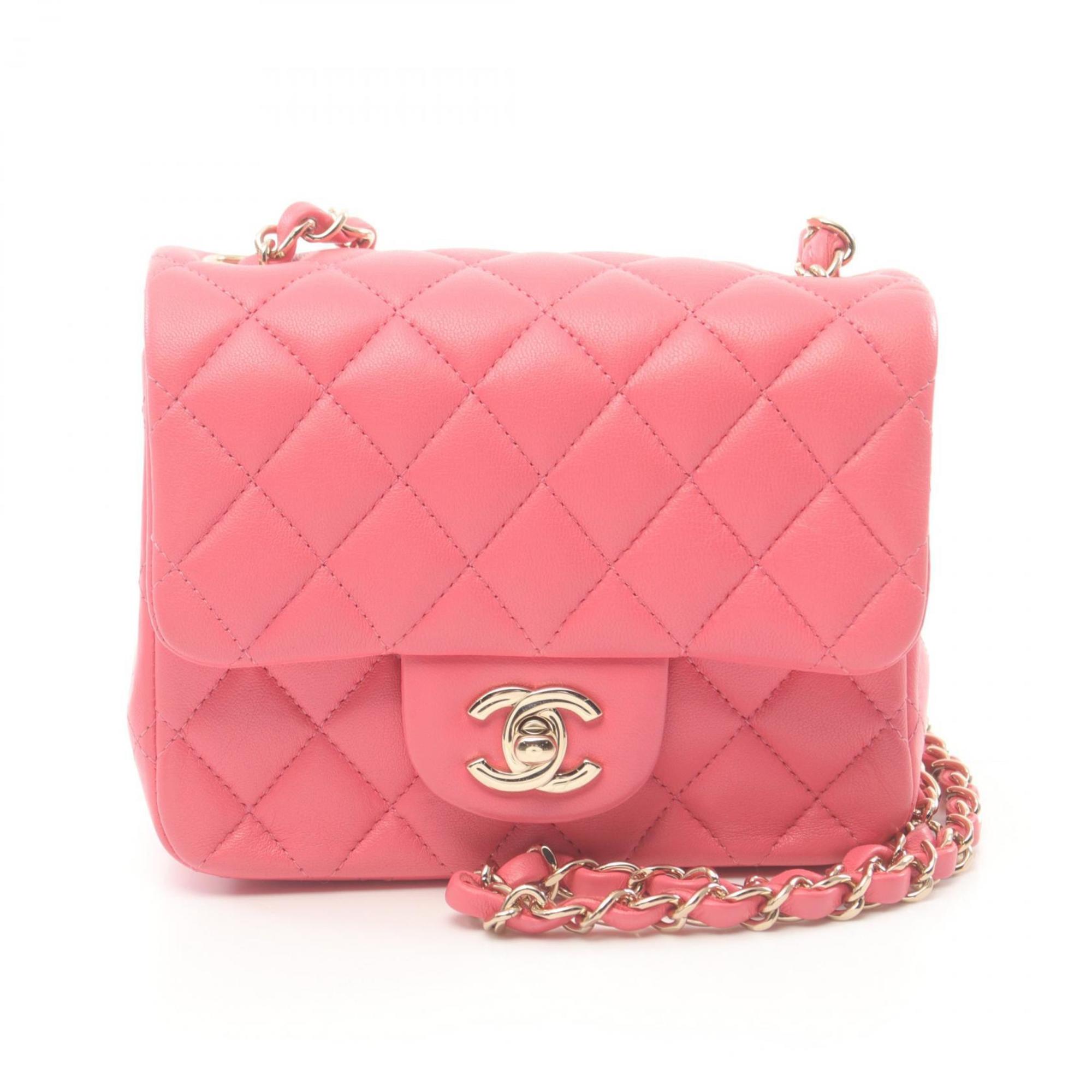 CHANEL Matelasse Shoulder Bag, Lambskin, Women's, Pink, A35200