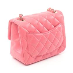 CHANEL Matelasse Shoulder Bag, Lambskin, Women's, Pink, A35200