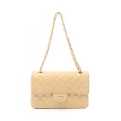 CHANEL Matelasse Shoulder Bag, Lambskin, Women's, Beige