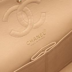 CHANEL Matelasse Shoulder Bag, Lambskin, Women's, Beige