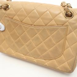 CHANEL Matelasse Shoulder Bag, Lambskin, Women's, Beige