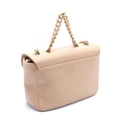 CHANEL Matelasse Shoulder Bag Leather Women's Beige A57217