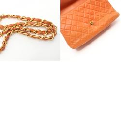 CHANEL Matelasse Shoulder Bag, Lambskin, Women's, Orange