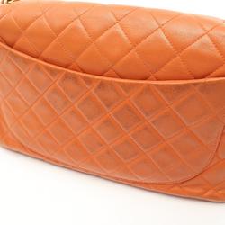 CHANEL Matelasse Shoulder Bag, Lambskin, Women's, Orange