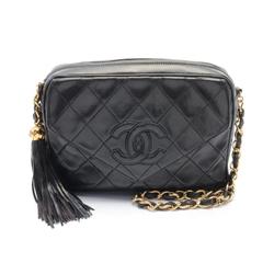 CHANEL Matelasse Shoulder Bag, Lambskin, Women's, Black