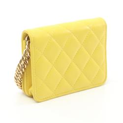 CHANEL Matelasse Shoulder Bag, Lambskin, Women's, Yellow