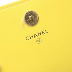 CHANEL Matelasse Shoulder Bag, Lambskin, Women's, Yellow