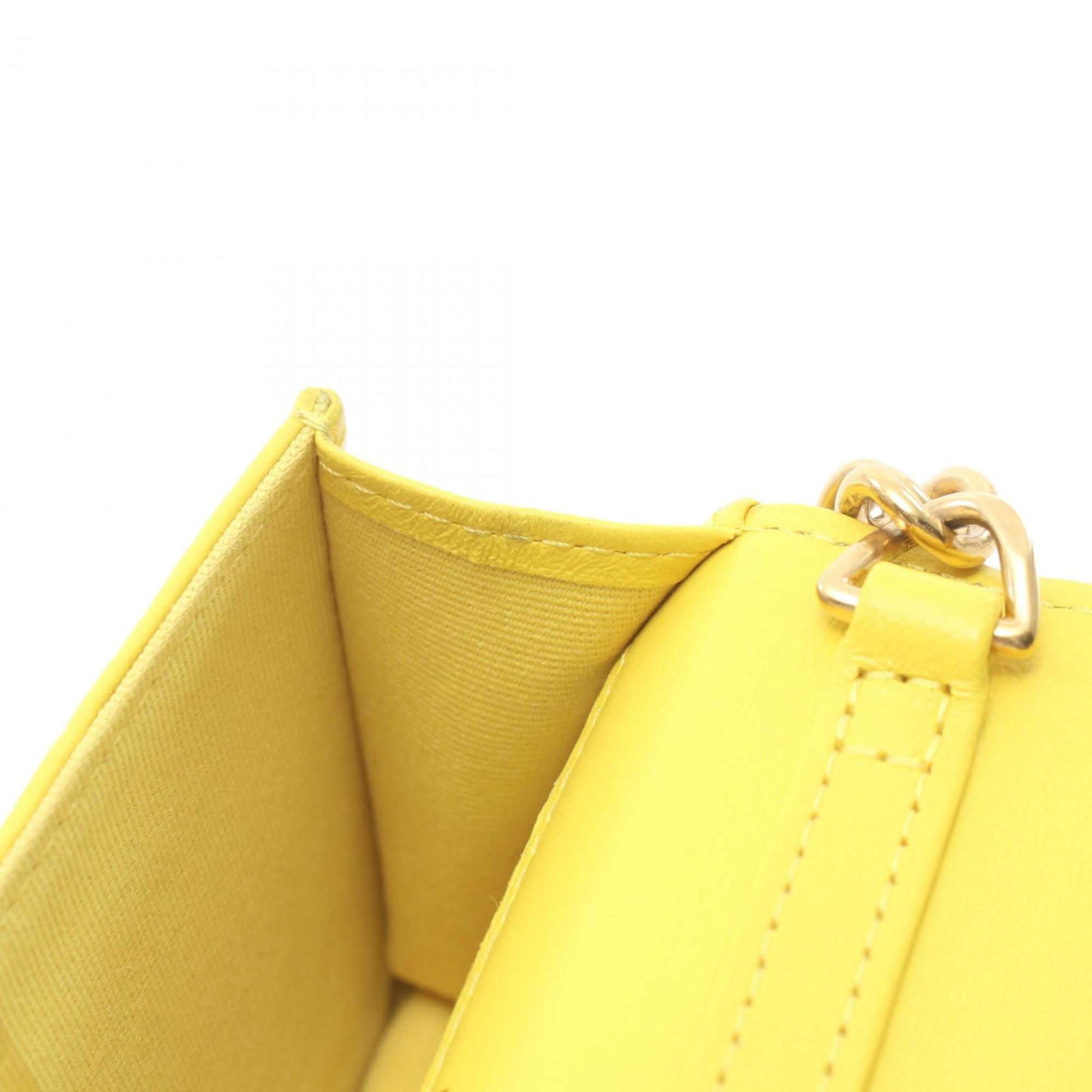 CHANEL Matelasse Shoulder Bag, Lambskin, Women's, Yellow