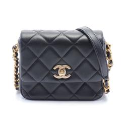 CHANEL Matelasse Shoulder Bag, Lambskin, Women's, Black, AS2733