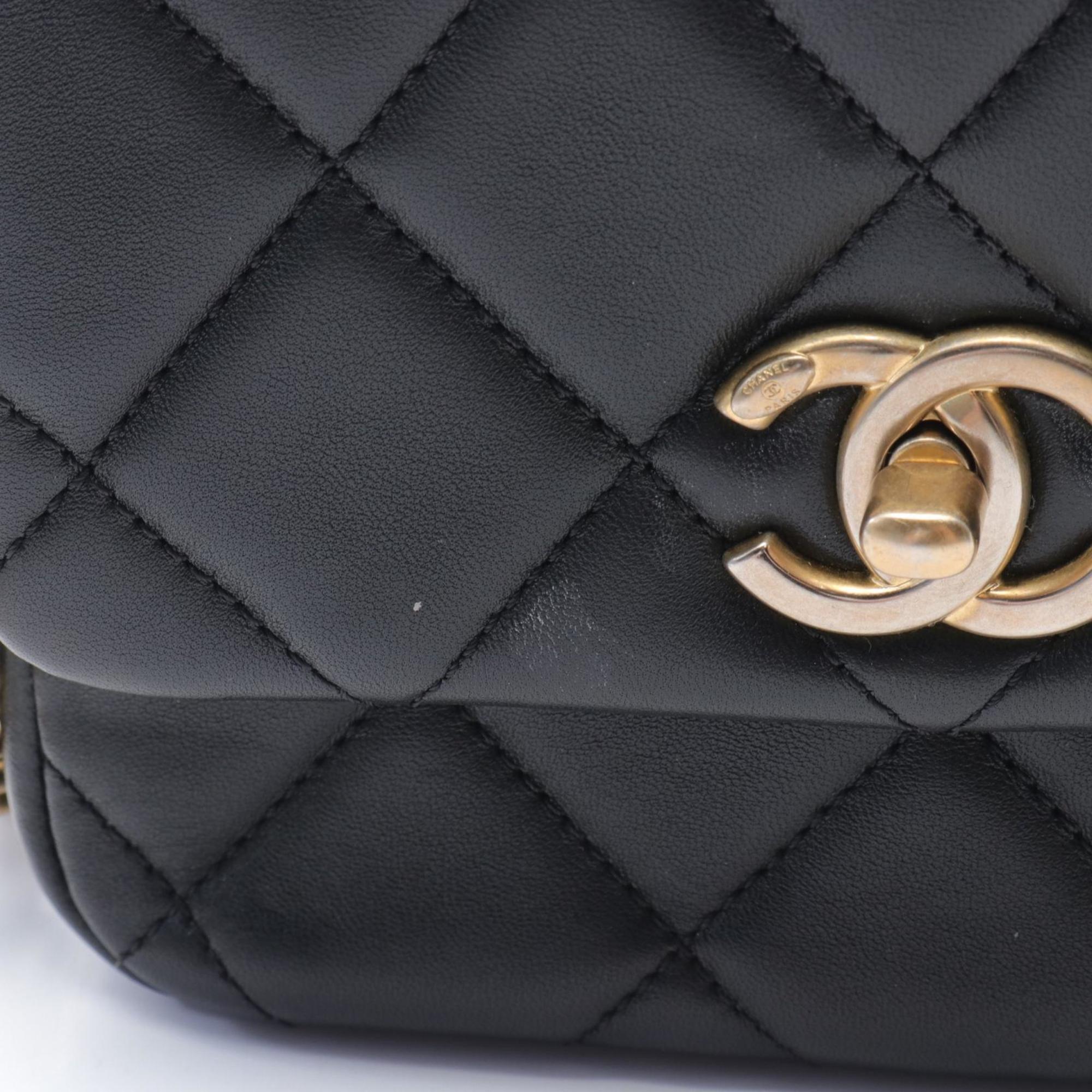 CHANEL Matelasse Shoulder Bag, Lambskin, Women's, Black, AS2733